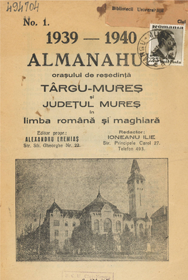 ALMANAH Orașului De Reședință Târg(J-Mureș Și JUDEJUL MUREȘ În Limba Română Și Maghiară