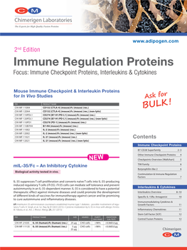 Immune Regulation Proteins Focus: Immune Checkpoint Proteins, Interleukins & Cytokines