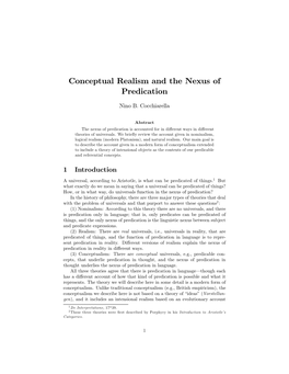 Conceptual Realism and the Nexus of Predication