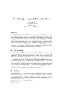 The Challenges of Dynamic Network Interfaces 1 Introduction 2 History