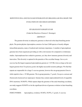 Repetitive Dna and Nuclear Integrants of Organellar Dna Shape The