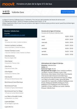 Horaires Et Trajet De La Ligne 613 De Bus Sur Une Carte