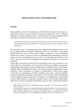 Aletta Jacobs En Het Vrouwenkiesrecht