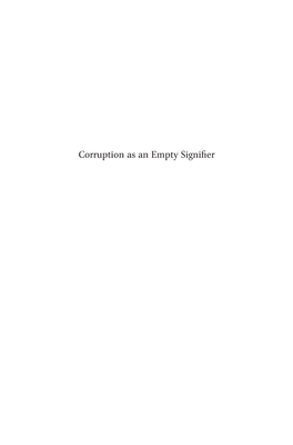 Corruption As an Empty Signifier Africa-Europe Group for Interdisciplinary Studies