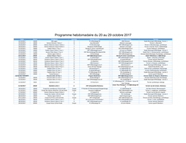 FCD03 Programme Du 19 Au 29 Octobre 2017