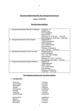 Gerichtsvollzieherbezirke Des Amtsgerichts Husum Die Gerichtsvollzieher I. Landbezirke