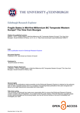 Fragile States in Mid-First Millennium BC Temperate Western