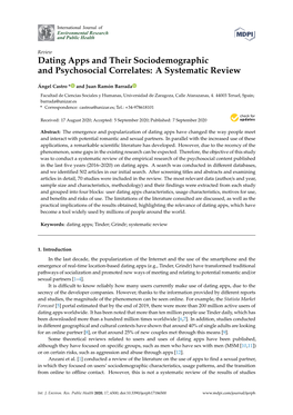 Dating Apps and Their Sociodemographic and Psychosocial Correlates: a Systematic Review