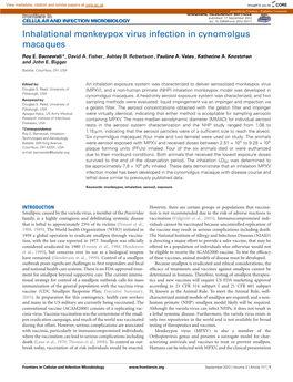 Inhalational Monkeypox Virus Infection in Cynomolgus Macaques