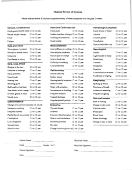 Medical Review of Systems