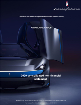Pininfarina Group – 2020 Consolidated Non-Financial Statement