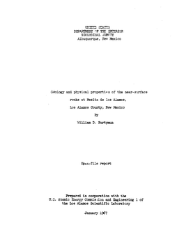 Geology and Physical Properties of the Near-Surface Rocks at Mesita De Los Alamos, Los Alamos County, New Mexico by William D. Purtymun