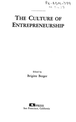 The Culture of Entrepreneurship