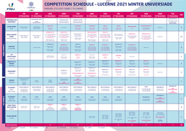 Competition Schedule – Lucerne 2021 Winter Universiade Version: 27.01.2021 Subject to Change
