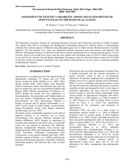 Phylogenetic Analysis of Selected