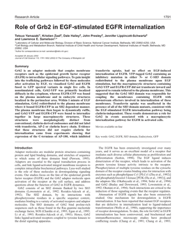 Grb2 Is Necessary for EGF-Stimulated EGFR Uptake 1793