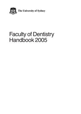 Faculty of Dentistry Handbook 2005 University Dates