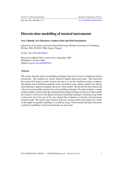 Discrete-Time Modelling of Musical Instruments