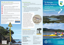Te Matuku Marine Reserve DOC Brochure