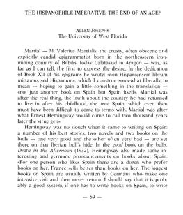 THE HISPANOPHILE IMPERATIVE: the END of an AGE? The