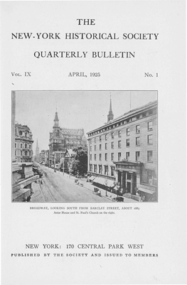 • the New-York Historical Society Quarterly Bulletin