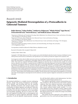 Protocadherin in Colorectal Tumours