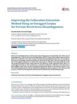 Improving the Collocation Extraction Method Using an Untagged Corpus for Persian Word Sense Disambiguation