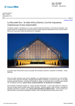 La Halle D'ancy-Dornot, À La Fois Imposante, Majestueuse Et Éco-Responsable