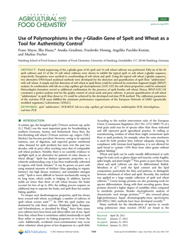 Use of Polymorphisms in the Γ-Gliadin Gene of Spelt and Wheat