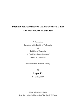 Buddhist State Monasteries in Early Medieval China and Their Impact on East Asia Liqun He