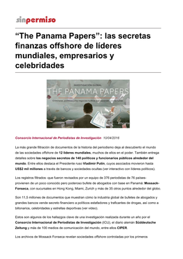 ﬁthe Panama Papersﬂ: Las Secretas Finanzas