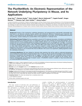 An Electronic Representation of the Network Underlying Pluripotency in Mouse, and Its Applications