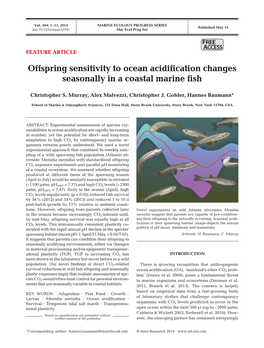 Offspring Sensitivity to Ocean Acidification Changes Seasonally in a Coastal Marine Fish