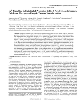 Ca Signalling in Endothelial Progenitor Cells