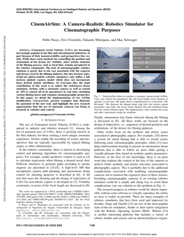 Cinemairsim: a Camera-Realistic Robotics Simulator for Cinematographic Purposes