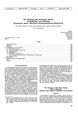 Zur Geologie Der Norischen Decke Nordwestlich Von Kalwang (Eisenerzer Alpen, Steirische Grauwackenzone/Österreich)