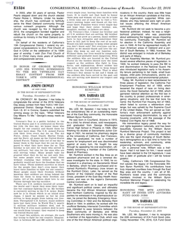 CONGRESSIONAL RECORD— Extensions of Remarks E1524 HON. JOSEPH CROWLEY HON. BARBARA LEE HON. BARBARA