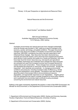 Natural Resources and the Environment