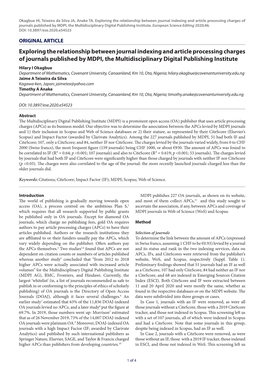 Exploring the Relationship Between Journal Indexing and Article Processing Charges of Journals Published by MDPI, the Multidisciplinary Digital Publishing Institute