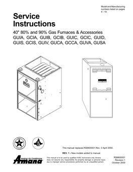 Amana GU FURNACE SERVICE MANUA