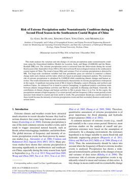 Risk of Extreme Precipitation Under Nonstationarity Conditions During the Second Flood Season in the Southeastern Coastal Region of China