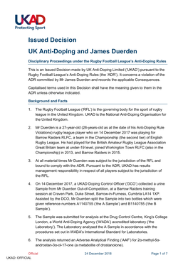 PDF UKAD Vs James Duerden