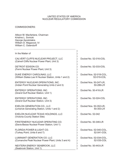 Commission Memorandum and Order (CLI-12-16) to Suspend Final Licensing Decisions, to Grant the Requests in Part and Deny The