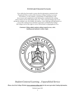 Centenary College Catalog