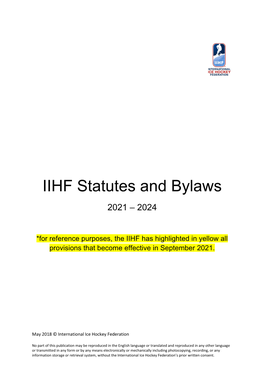 IIHF Statutes and Bylaws 2021 – 2024