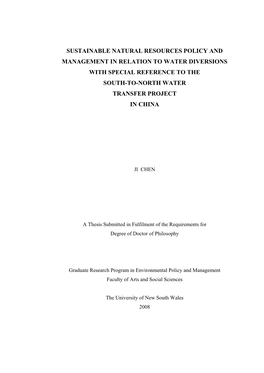 Sustainable Development, Policy Processes, and Natural Resource Management