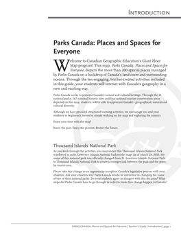 Parks Canada: Places and Spaces for Everyone Introduction