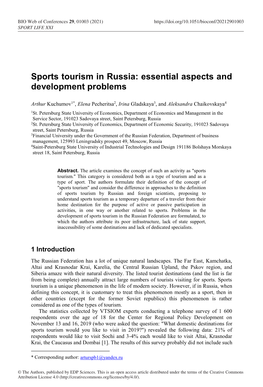 Sports Tourism in Russia: Essential Aspects and Development Problems