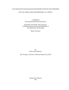 Late Holocene Paleoclimate Reconstruction of the Northern