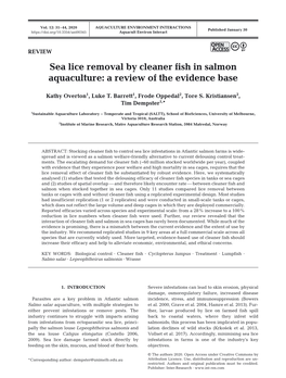 Sea Lice Removal by Cleaner Fish in Salmon Aquaculture: a Review of the Evidence Base